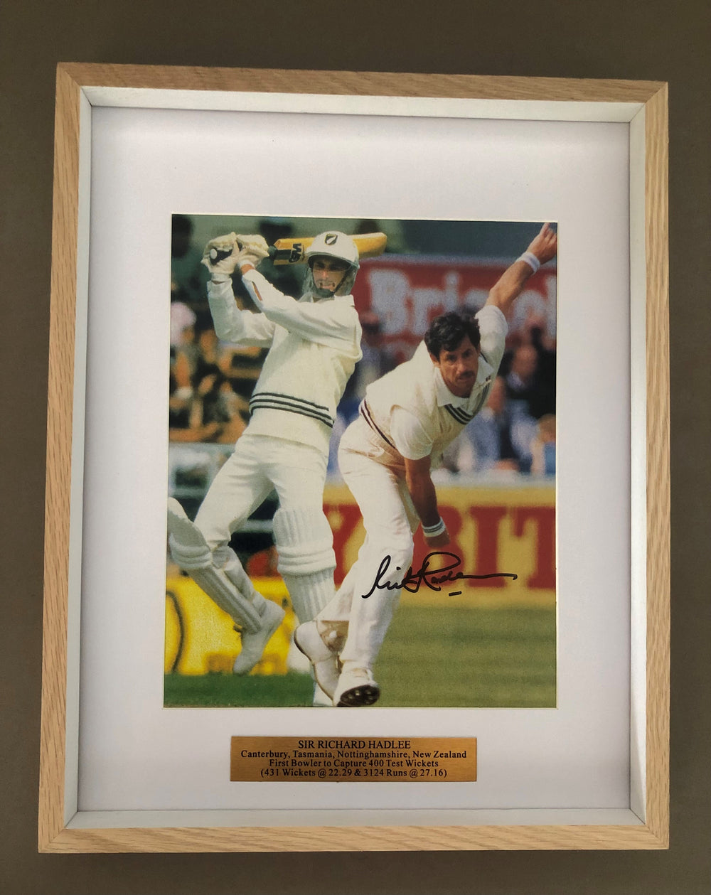 Framed Sir Richard Hadlee 'Double Action' - batting/bowling print