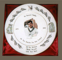 Bone China Plate depicting Sir Richard Hadlee's career record